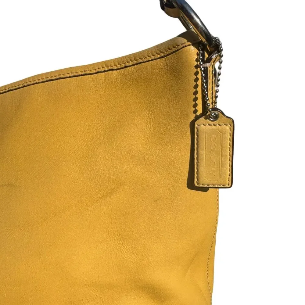 Vtg Coach Yellow Leather Hobo Shoulder Bag F13094 Y2K Slouchy